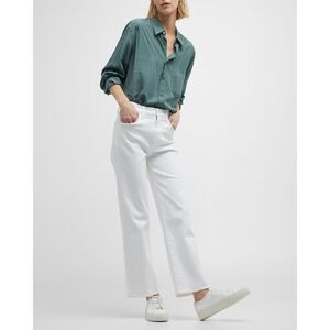 MOTHER Women's White The Rambler Zip Ankle Loose Fit Straight Jeans Sz 31 NWOT